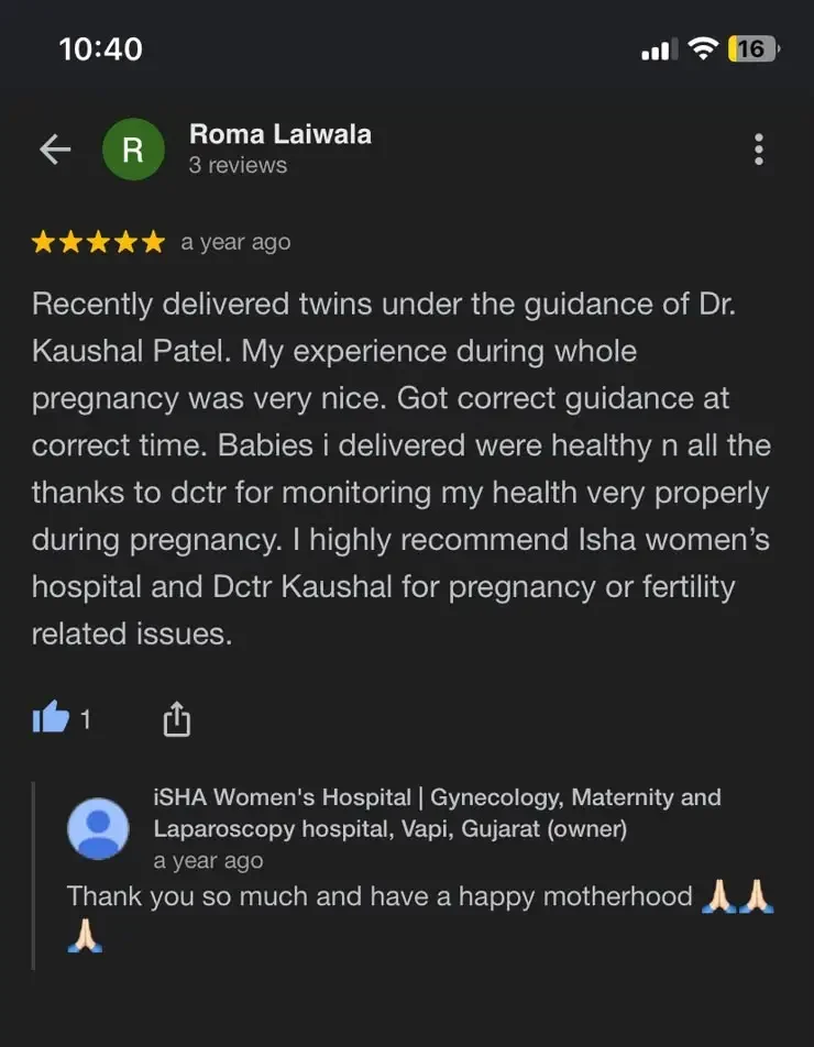 Reveiws Isha women hospital vapi