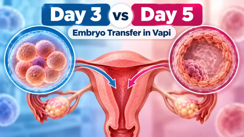 Day 3 vs Day 5 embryo transfer process showing embryo development and uterine readiness