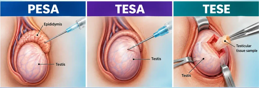 PESA vs TESA vs TESE in Vapi