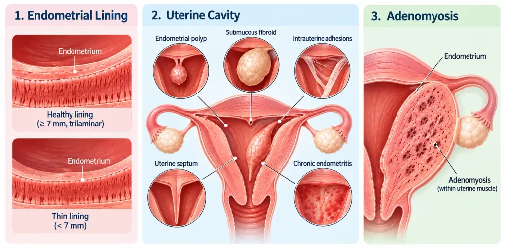 Uterine cavity and endometrial lining abnormalities checked after failed embryo transfer
