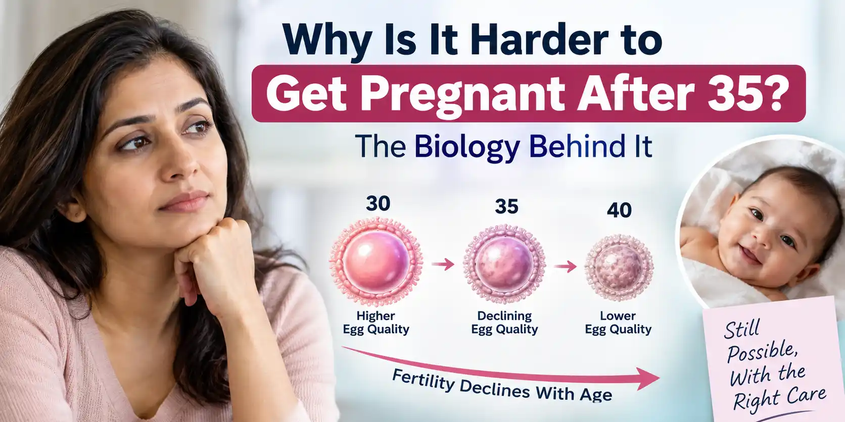 Why fertility declines after 35 due to changes in egg quantity and quality.